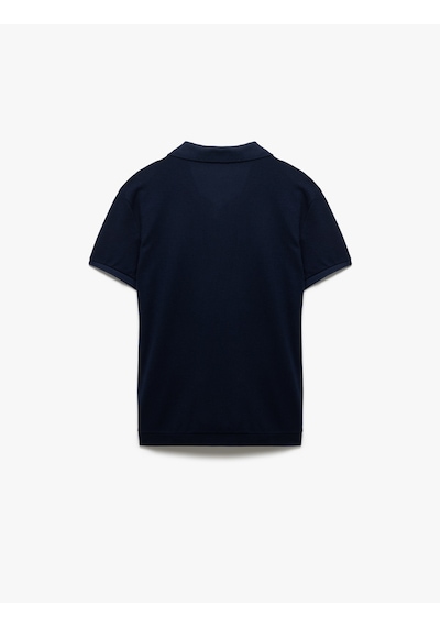 Koton Dokulu Regular Fit Kısa Kollu V Yaka Polo Tişört Lacivert 5sam10030mk Lacivert