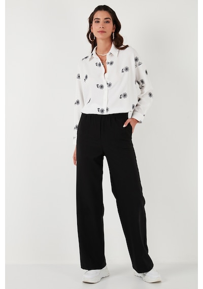Lela Çiçekli Regular Fit Bayan Gömlek 67044532S4 Beyaz