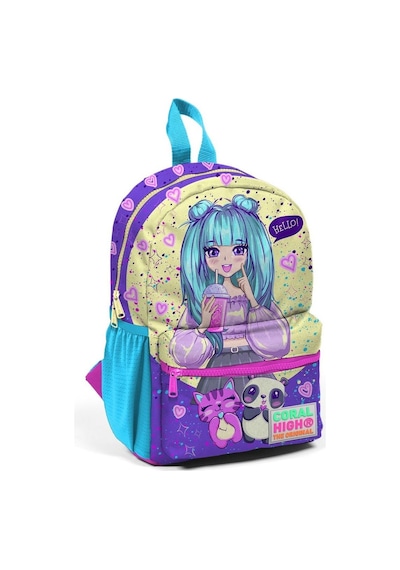 Minik Yuva Sırt Çantası Mor Pembe Anime Kız Desenli İki Bölmeli 23535