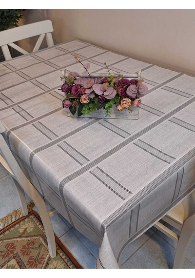 Elyaflı Pvc Masa Örtüsü Modern, Dayanıklı, Silinebilir Ve Şık Görünüm Mrl156 Gri