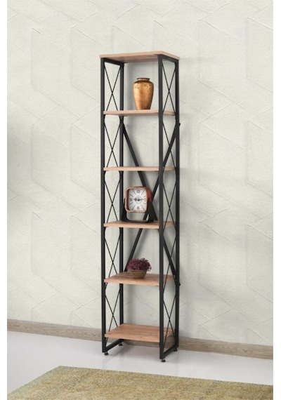 Erezogullari_Mobilya Modern Tarz Ahşap Metal 5 Raflı Kitaplık 40X30X180 40Lik3272 Erezogullari_Mobilya Modern Tarz Ahşap Metal 5 Raflı Kitaplık 40X30X180 40Lik3272