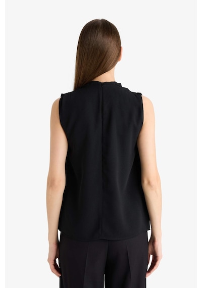 Defacto Regular Fit Balıkçı Yaka Krep Kolsuz Bluz F9149ax25wnbk27 Siyah