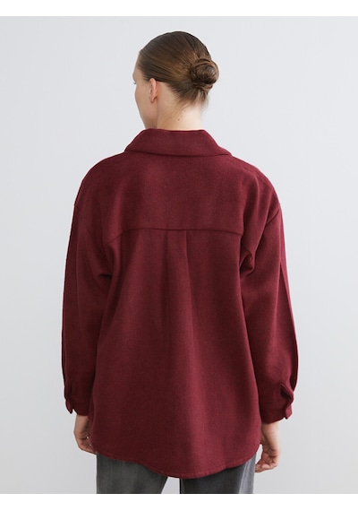 Lcwaıkıkı Classic Bordo Oversize Kadın Oduncu Gömlek Ceket