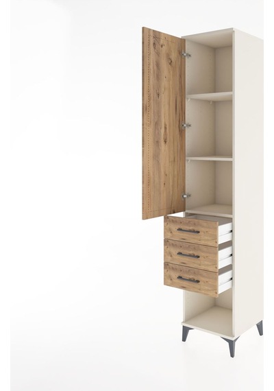 Hyperion Dolap 3 Raflı 3 Çekmeceli Tek Kapaklı 44x44x221 Aytaşı-çam Aytası