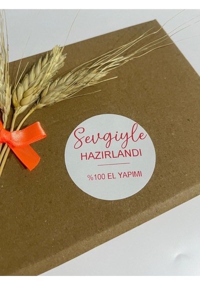 Sizin İçin Sevgiyle Hazırlandı Kırmızı Yazılı Yuvarlak Yapışkanlı Etiket 4x4 Cm 120 Adet