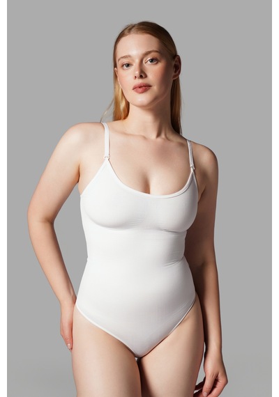 Çıtçıtlı String Body Korse 9052 Beyaz