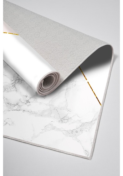 Kaymaz Dijital Mutfak & Salon Halı Trend Geometrik E5008 Beyaz