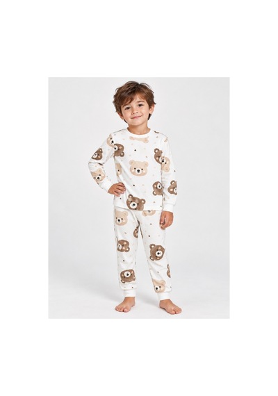 Eray Alp Kids Unisex Çocuk Sevimli Desenli Pijama Takımı Rahat Uyku Takımı Beyaz