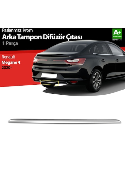 Renault Megane 4 Krom Arka Tampon Difüzör Çıtası 2020 Üzeri