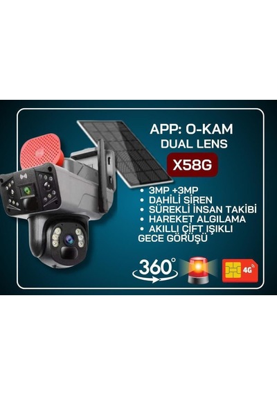 GÜNEŞ ENERJİLİ 2 KAMERA TEK CİHAZDA  6 MP 4G X5 TECH