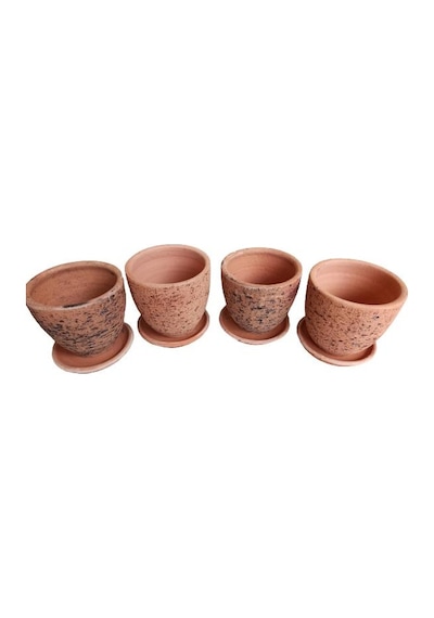 4 Adet Antik Görünümlü Toprak Saksı 12 12 Cm 32212599