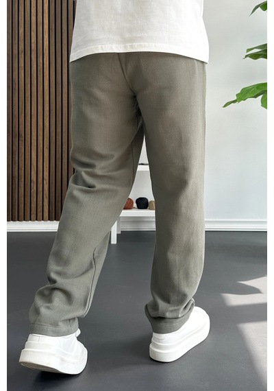 Edwox Erkek Beli Düğmeli Pantolon Yeşil Edw469