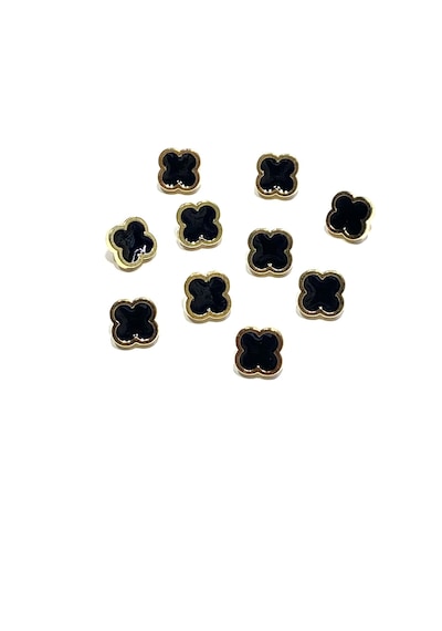 Bluz Düğmesi/ Metal Bluz Gömlek Düğmesi/ 1,1 Cm / Gold Siyah Mineli/ 10 Adet 11 Mm