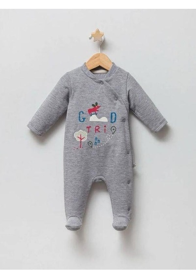 Tongs Baby Erkek Bebek Öncen Çıtçıt Kapamalı Patikli Tulum-14941 Gri