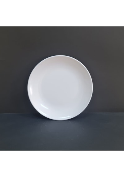 12 Adet Standart Düz Melamin Tatlı & Yemek Servis Tabağı 23 Cm - Beyaz Beyaz