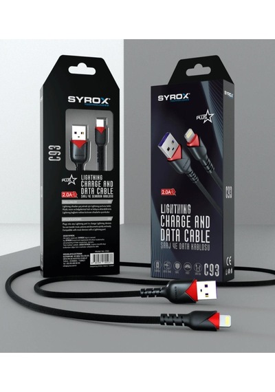 Syrox C93 2.0 Lightning Apple iPhone Uyumlu Şarj Data Kablosu