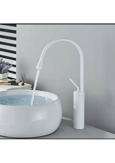 İsaoğlu Yapı Çanak Lavabo Bataryası Mat Beyaz Lavabo Musluğu Drop Design Armatür Beyaz Musluk Beyaz