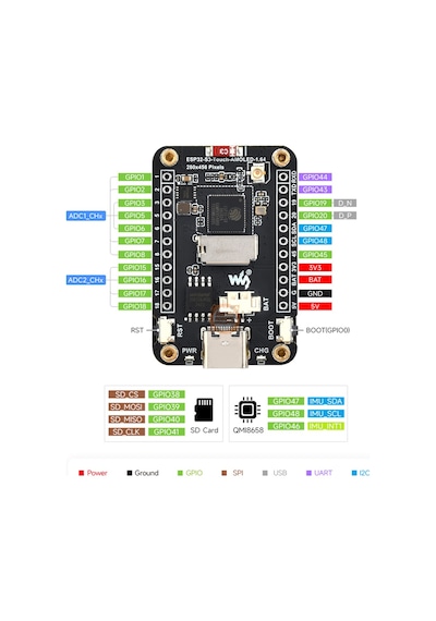 Esp32-s3 1.64 Amoled Dokunmatik Ekranlı Wifi Ve Bluetooth Geliştirme Kartı Waveshare