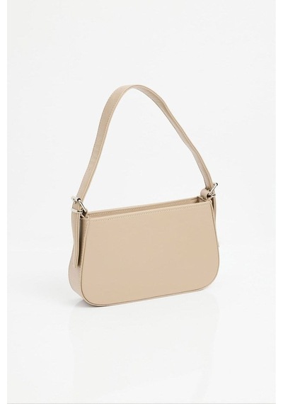 Lovelystore Düz Baget Astarlı 3 Gözlü Basic Omuz Çantası 27x15 Krem