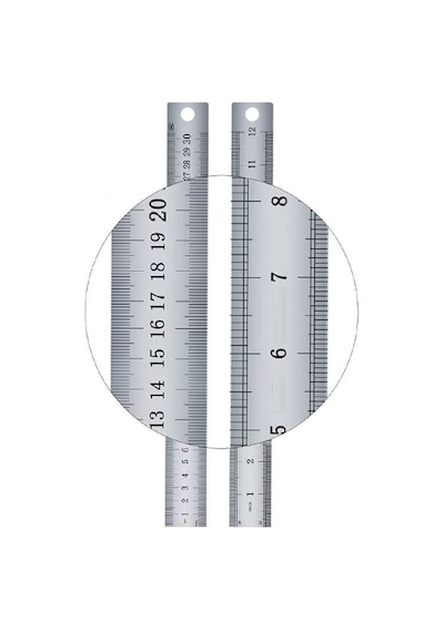 Çelik Cetvel 30 Cm İnç Ölçülü 2 Adet Paslanmaz Çelik Metal Çetvel 30 Santimetre Düz Kenar Kolay Çizimler İç Genel