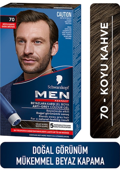 Schwarzkopf Men Perfect Saç Boyası 70- Koyu Kahve-kolay Ve Hızlı Beyaz Kapama - 3 Adet