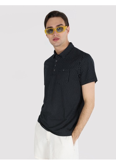 Colin'S Regular Fit Baskılı Lacivertvert Erkek Polo Yaka Kısa Kol Tişört Cl1064280_Q1.V1_Nav