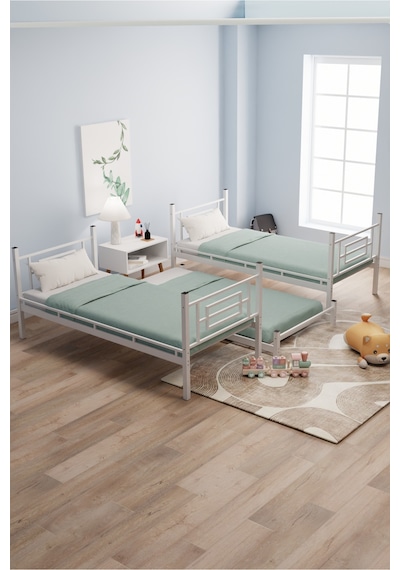 Moblay Defne Yavrulu Genç Çocuk Yatak Odası Metal Ranza Ve Karyola 90x190 Beyaz 90 x 190 Moblay Defne Yavrulu Genç Çocuk Yatak Odası Metal Ranza Ve Karyola 90x190 Beyaz 90 x 190