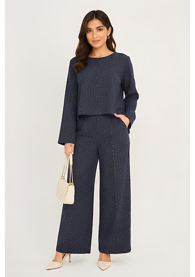 Lili Woman Kadın Midnight Sparkle Taş Detaylı Relax Fit Takım K.1420 Lacivert