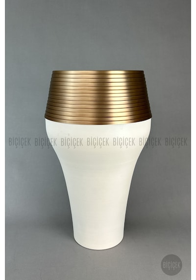 Biçiçek Cleopatra Saksı 70cm Krem Gold