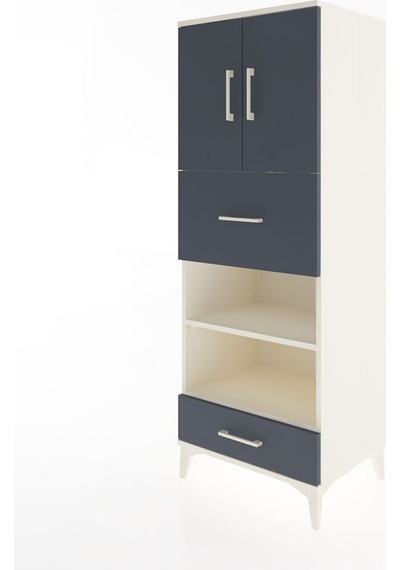 Hyperion Dolap 4 Raflı 2 Çekmeceli 2 Kapaklı 60x44x163 Aytaşı-antrasit Aytası