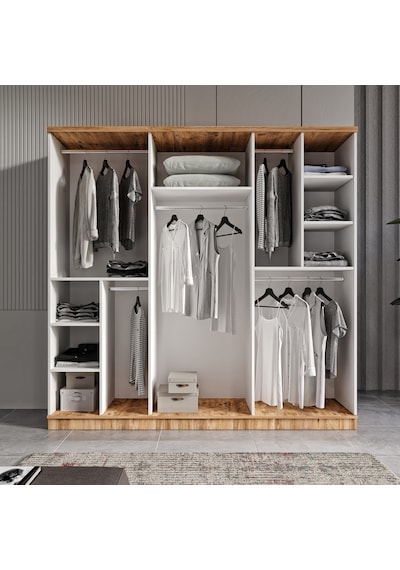 Flora 6 Kapaklı Aynalı Komple Mdf Gardırop - Elbise Dolabı Flora 6 Kapaklı Aynalı Komple Mdf Gardırop - Elbise Dolabı