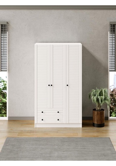 Kuzeylife Elegante Modern Tasarımlı Membran Kapaklı 3 Kapılı Gardırop (50cm Derinlik)