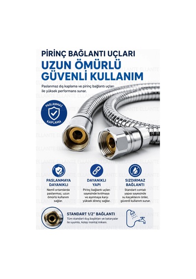 200-220 Cm Uzayan Özel Duş Spirali Banyo Duş Hortumu Dayanıklı Esnek 2 Metre 2m Çok Renkli