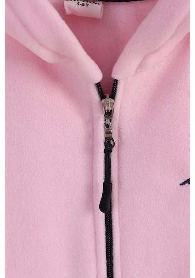 Monox Lastik Manşetli Fermuarlı Kapüşonlu Çocuk Unisex Polar Ceket Pembe