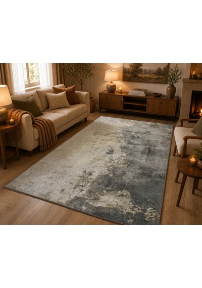 Hoom Rugs Arkaik Plz 07 K.antrasit Etnik Renkli Vintage Makine Halısı Çok Renkli