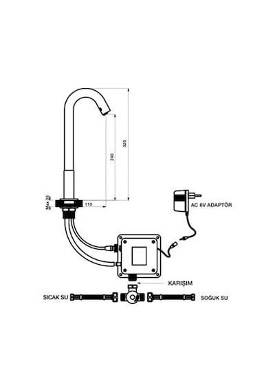 Newarc Tekno Minart Çanak Tipi Fotoselli Lavabo Bataryası 514001