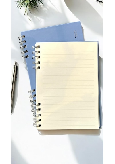 Spiralli 80 Yaprak Çizgili A5 Defter, Not Defteri, Okul Defteri, 4 Farklı Renk Seçeneği 02 Placid Blue Çok Renkli