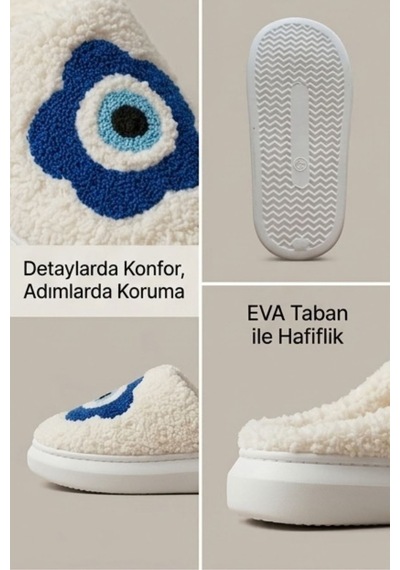 Unisex Hafif Ve Yumuşak Peluş Kaymaz Taban Anne Çocuk Misafir Nazar Boncuğu Desenli Ev Terliği 5808 Mavi Unisex Hafif Ve Yumuşak Peluş Kaymaz Taban Anne Çocuk Misafir Nazar Boncuğu Desenli Ev Terliği 5808 Mavi