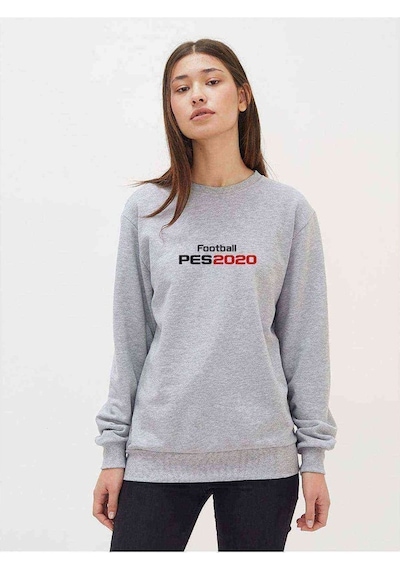Pes 2020 S Baskılı Gri Kadın Sweatshirt