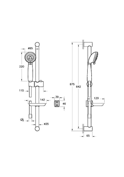 VitrA Compact A45695 Ekm 3f Sürgülü El Duş Takımı, Krom