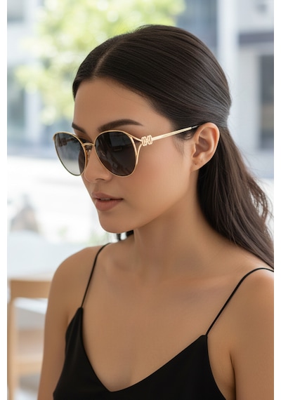 Daniel Klein Dk4329-2 Siyah Gold Grace Round Modern Tasarım Premium Kadın Güneş Gözlüğü Gold
