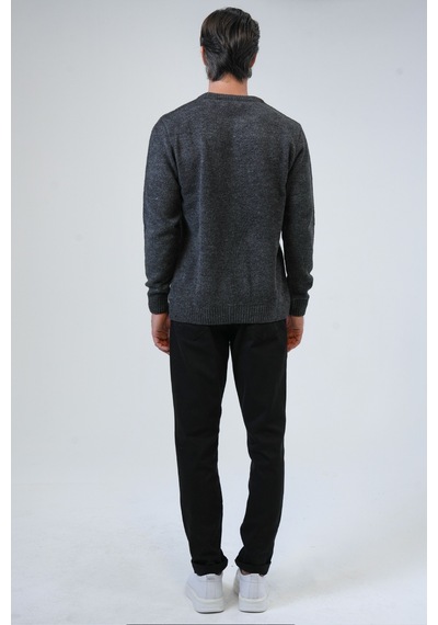 Back And Bond Antrasit Regular Fit Bisiklet Yaka Triko Kazak-antrasit Antrasit