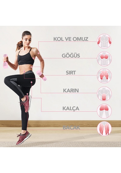 Ayarlanabilir Modüler Kettlebell Ve Dambıl Seti 5 Kg Ev Fitness Ve Güç Antrenman + Pembe Renk Direnç Bandı