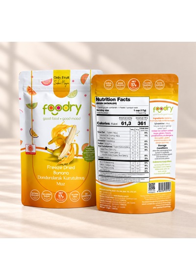 Foodry Dondurularak Kurutulmuş Muz Freeze Dry Muz 17g Katkısız Çıtır Meyve Atıştırmalığı 17 G
