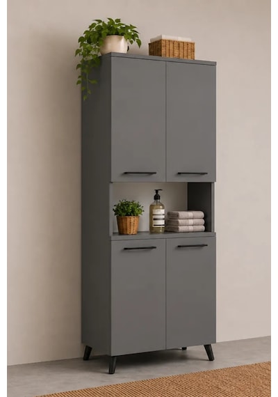 Reyo Enda Home Listra 4 Kapaklı Çok Amaçlı Dolap 170,8 Cm, Raflı, Ayaklı Depolama Dolabı - Antrasit Reyo Enda Home Listra 4 Kapaklı Çok Amaçlı Dolap 170,8 Cm, Raflı, Ayaklı Depolama Dolabı - Antrasit