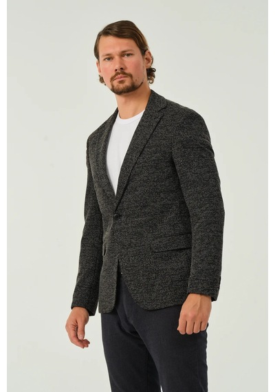 Bonesti Erkek Slim Fit Blazer Ceket Siyah Desenli