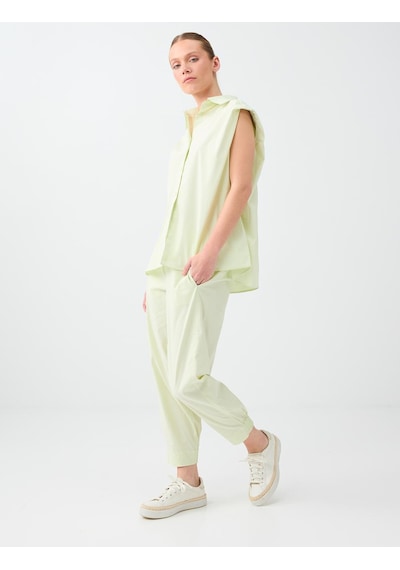 Jimmy Key Mint Yeşili Beli Lastikli Pamuk Karışımlı Poplin Pantolon 6sw187657332