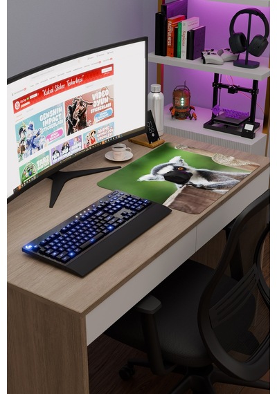 Lemur Kaymaz Dikişli Kauçuk Oyuncu Mousepad V2 - 48x40 Xl Gaming Mouse Pad Fare Altlığı