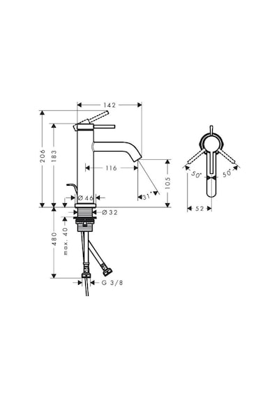 Hansgrohe Tecturis S 110 Ecosmart Kumandalı Tek Kollu Lavabo Bataryası - 73310000 Gümüş
