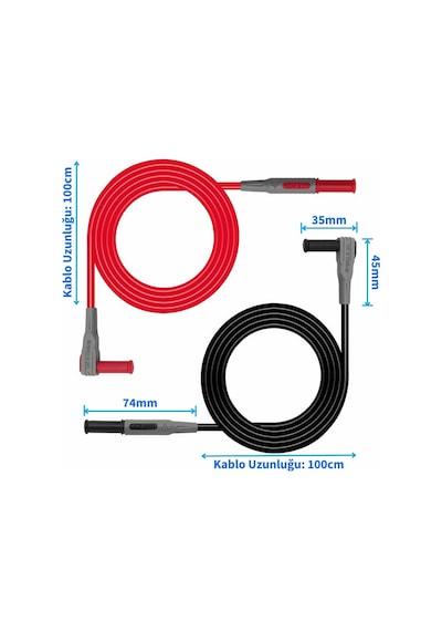 1 Çift P1033 Multimetre Probu 4mm Banana Tip Soket 1000V 10A CATIII 1 Mt Kablo Voltmetre Avometre